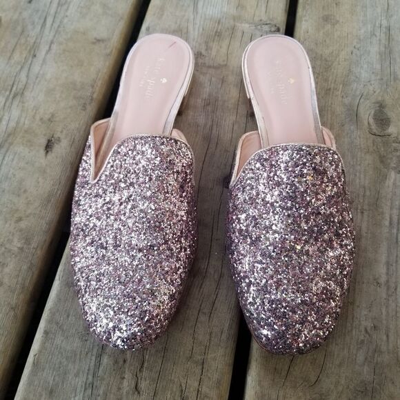 Kate Spade Gowen Pink Glitter Glitz and Glam Slip-on Mules 8.5 - Picture 2 of 10